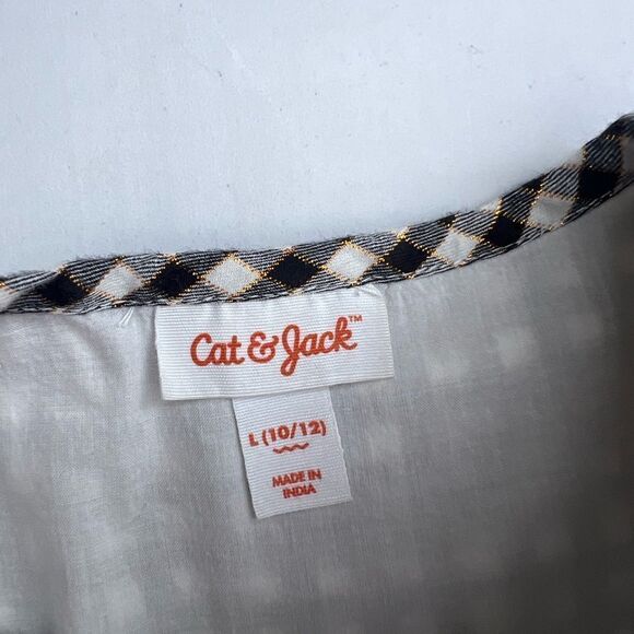 Cat & Jack Toddler Girls Black White Gold Gingham Print Plaid size 10 -12 - Picture 5 of 5